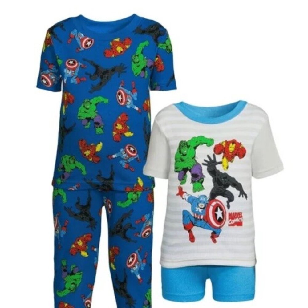 Kids Marvel Comics Character Cotton Pajamas 4 Piece Set 2T FANTASY